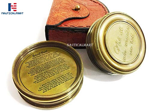Brújula magnética náutica antigua con estuche de latón miniatura 3