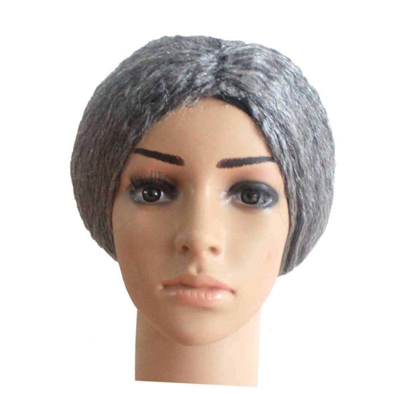 Healeved 3 Stück Graue Grandma Wig mit Dutt für Damen Bequeme Faschingsperücke aus Fasern Wiederverwendbar Geeignet für Halloween Weihnachten Cosplay und Karneval Lustiges Accessoire für
