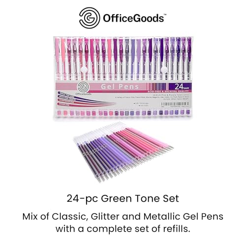 OfficeGoods Set 24 Bolígrafos Gel Rosa y Morado miniatura 2