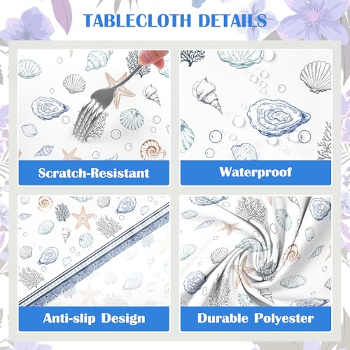 Arquiel Coastal Seashell Polyester Tablecloth, Ocean, 60 x 84 Inch by Arquiel - Used condition - Image 5