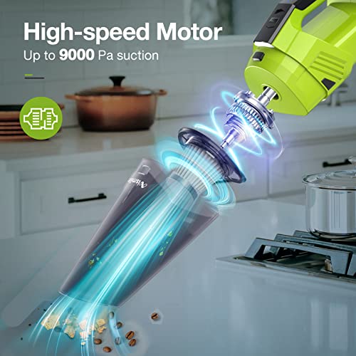 Nismile Cordless Handheld Vacuum Cleaner, 9000Pa Suction Portable Hand Vacuum, Wet & Dry Use Hand Held Vacuuming, Led Light & 2 Washable Hepa Filter,Hand Vacuums Cordless For Home, Car, Office #TOP3