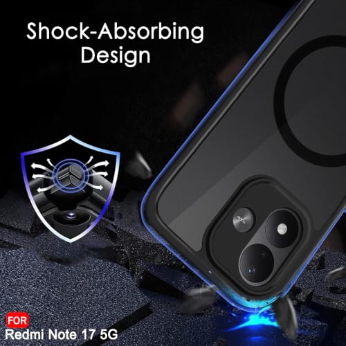 Image of TheGiftKart Hybrid Shockproof Back Cover Case for Mi Redmi Note 17 5G / Poco M8 Power 5G Compatible with MagSafe | Hard Back Cover Case (PC & TPU, Translucent Smoke Matte Back, Black Sides)
