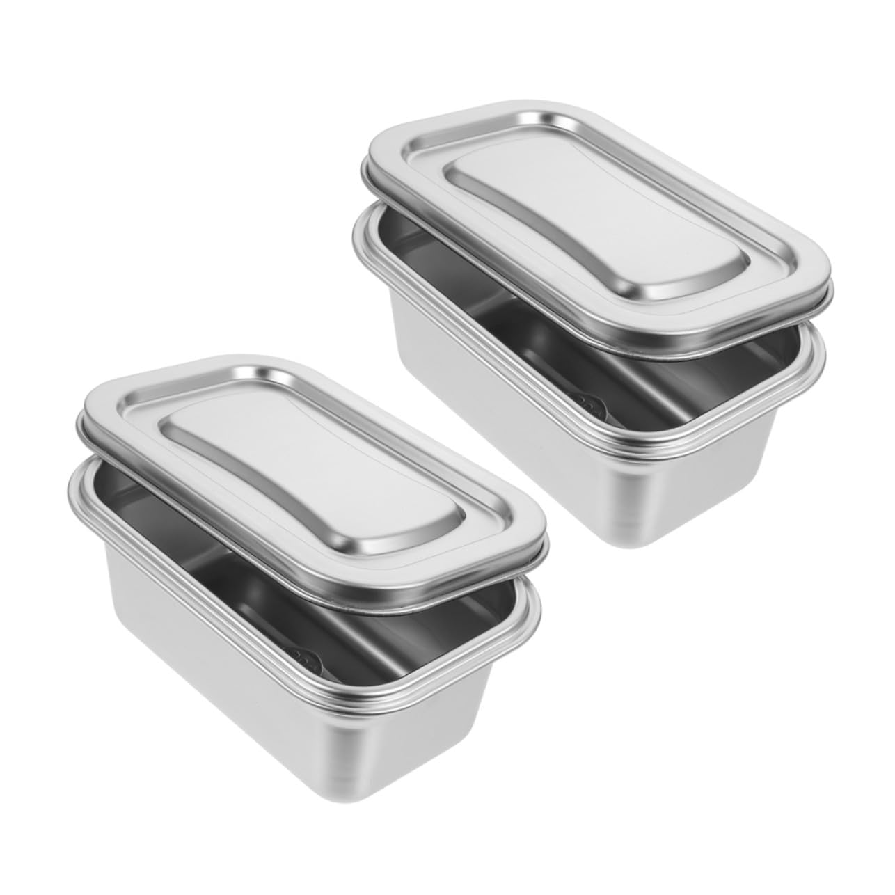 VICASKY 2pezzi Contenitori per Alimenti in Acciaio Inox Scatola per Congelatore con Coperchio Riutilizzabile di Perdite per Snack Frutta e Panini con Interno Spazioso e Sigillatura