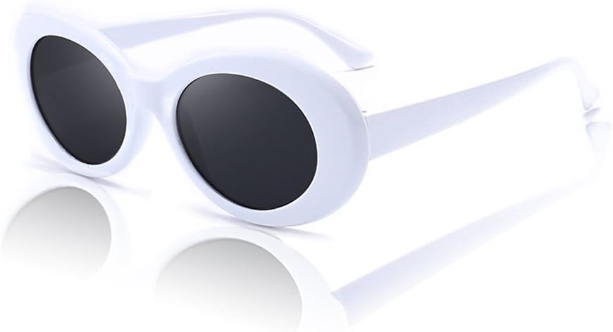 Bold Retro Oval Mod Thick Frame Sunglasses - Y2k Kurt Cobain Style