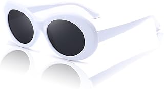 Bold Retro Oval Mod Thick Frame Sunglasses - Y2k Kurt Cobain Style