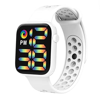 Shocknshop Stylish Rainbow Square LED Lights Digital Unisex Watch for Boys and Girls -WCH19