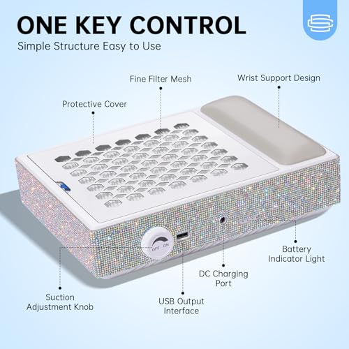 Recolector de polvo para uñas, inalámbrico y potente miniatura 5