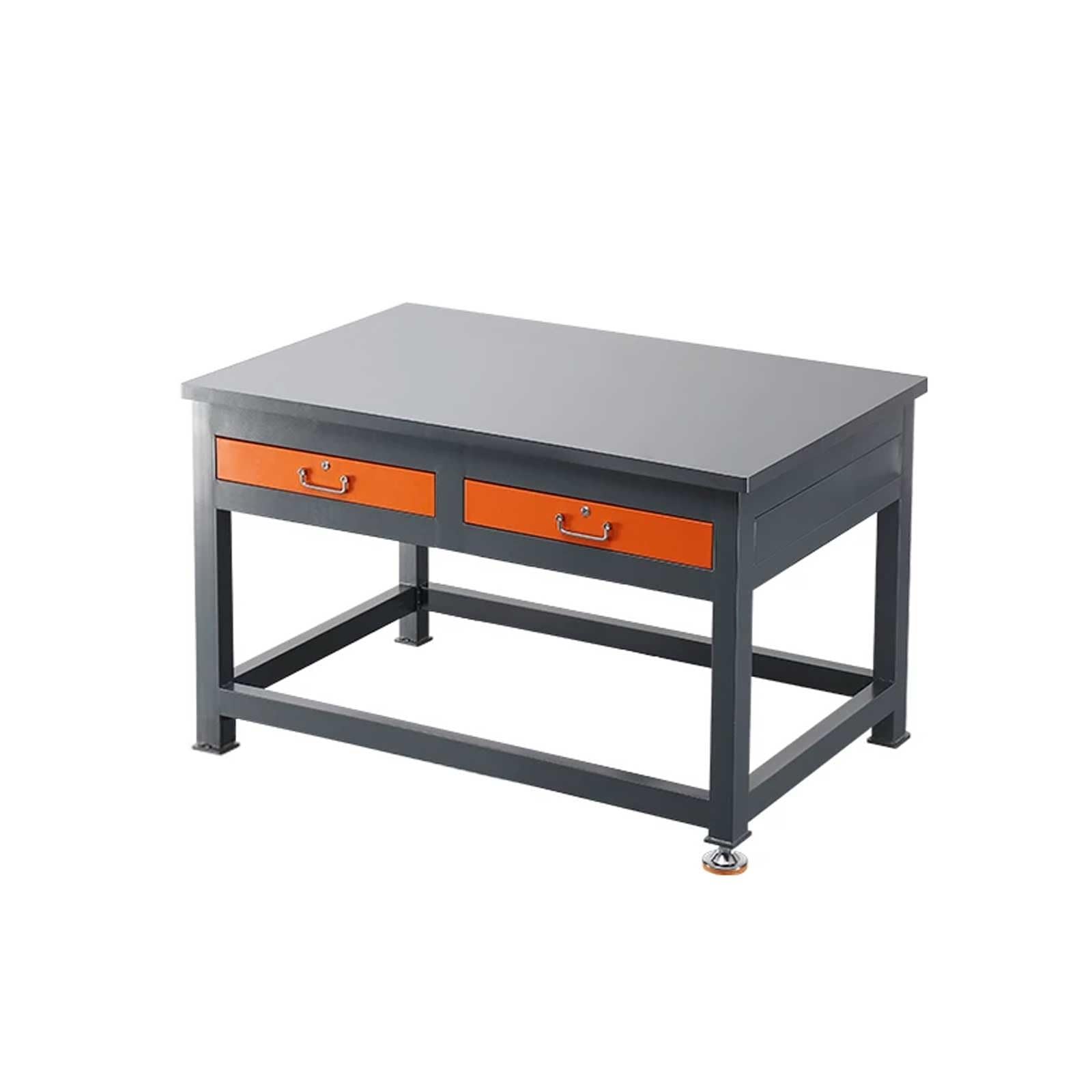 Industrial Workbench, Heavy-Duty All-Steel Construction with 2 Lockable Drawers & Open Storage, for Garage Workshop(B)