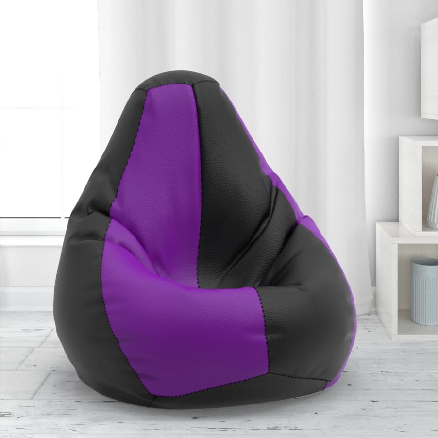 Bean Bag Chair Cover | Size: 4XL | Color: Black Purple | Without Beans | Premium Leatherette Cover (CMF 10438)-image-31
