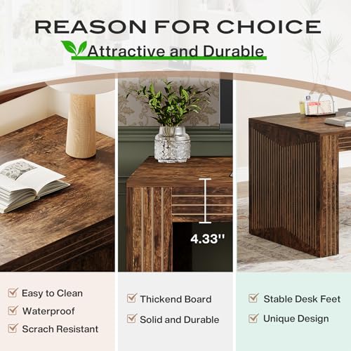 Image of Tribesigns 79-Inch Extra Long Desk Set of 2, Two Person Double Desk for Home Office, Wooden Long Computer Desk Writing Table for Office, Vintage Brown