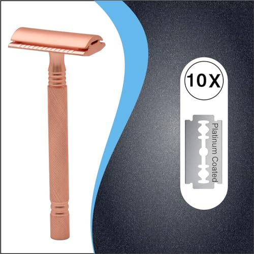 Image of Pearl Shaving Double Edge Safety Razor (Rose Gold) - Best Shaving Razors for Men | Classic & Traditional shaving Kit for Men | Premium blade razors | Holi Gift Option