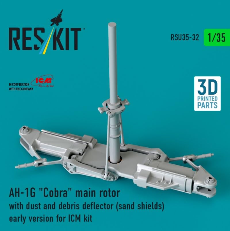 RSU35-0032 1/35 AH-1G Cobra Main Rotor with dust and Debris Deflector (Sand Shields) Early Version for ICM kit (3D Printed) Res-kit
