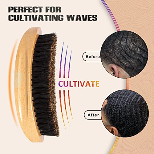 Aosina Wave Brush - Hair Brush For Men With 100% Natural Beech Wood & Reinforced Pure Black Boar Hair Bristle, Soft Beard Brush Hairbrush For Men Perfect For Cultivating Beards, Hair Waves And Wolfing, Great Gifts For Father's Day #TOP4
