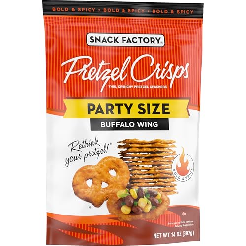 Image of Snack Factory Pretzel Crisps, Buffalo Wing, Party Size, 14 Oz (Pack of 2)