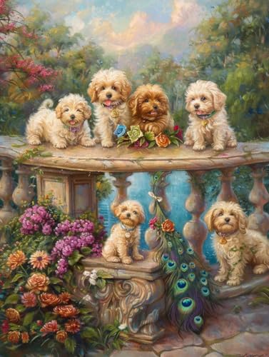 数字油絵キット 犬 数字で塗り絵 花 完全手書き 絵画 Paint by Numbers DIY 塗り絵 大人用 初心者向け 子供の 手塗り ペイントバイナンバー アクリル レトロ クリエイティブアート ハンドメイドクラフト 玄関リビングと寝室の飾りに最高