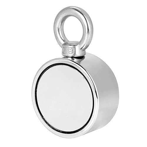 Imán de pesca de neodimio súper fuerte, imán de neodimio de tierras raras de doble cara, 450 libras (449.7 lbs), fuerza de tracción combinada para