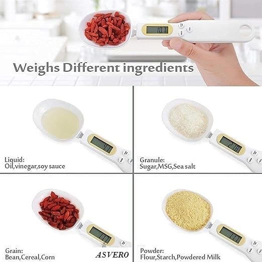 Image of Digital Spoon Scale for Kitchen | 0.1g Precision Electronic Measuring Spoon for Oil, Salt, Sugar & Spices | LCD Display Food Weight Spoon for Diet, Diabetes & Healthy Cooking