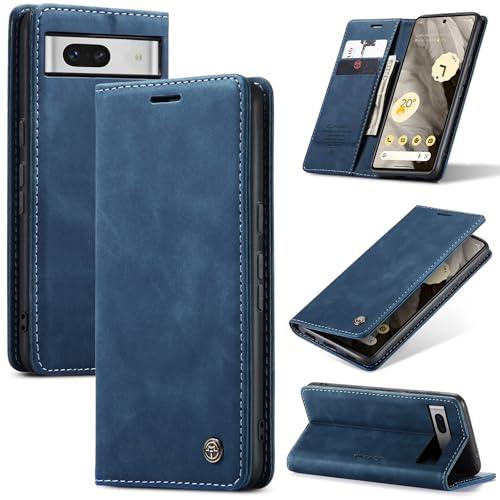Azororo Handyhülle für Google Pixel 7A 5G Hülle Premium Lederhülle Flip Case Magnet Tascher Kartenfach Standfunktion Klapphülle Schutzhülle für Google Pixel 7A Blau