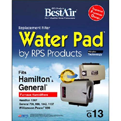 BestAir, gray G13 Humidifier Replacement Metal/Clay Waterpad Filter, For General, Hamilton & Williamson Power Models, 10"" x 12.4"" x 1.8"", Single Pack, 10" x 12.4" x 1.8"