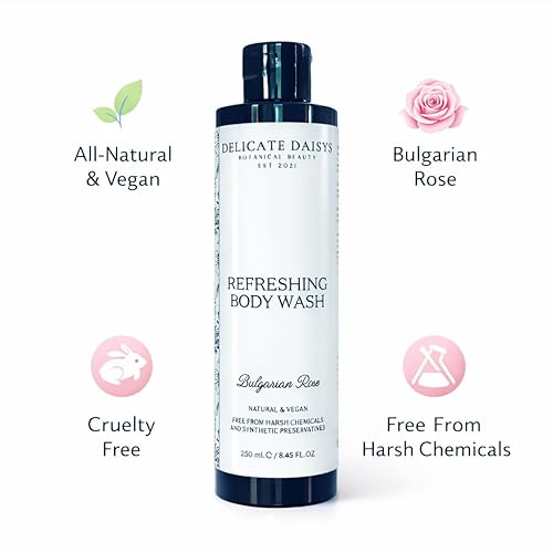 Vista 2 de Delicate Daisys Botanical Beauty Rose Refreshing Body Wash 8.45 fl oz Natural, orgánico, vegano y libre de crueldad animal