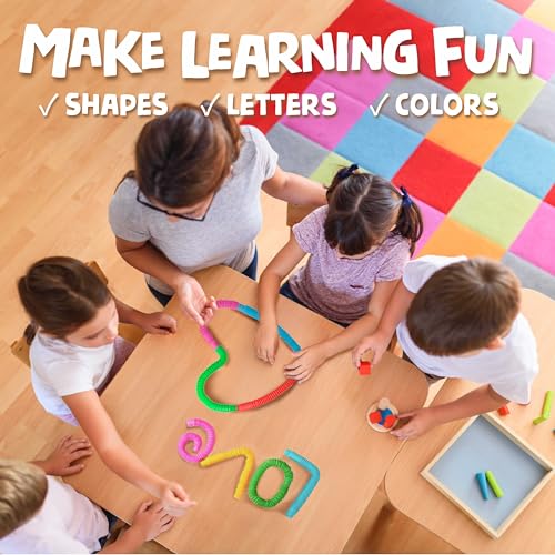 Image of BUNMO Pop Tubes - Sensory Toys - Fidget Toys - Imaginative Play & Stimulating Creative Learning - Hours of Fun for Kids - Tons of Ways to Play - Non-Mouthable Toy 3+ - 8 Pack Small