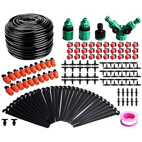 AZHOKTD Gartenbewässerungssystem, 30 m Mikro-Tropfbewässerungs-Set, DIY Pflanzen-Zerstäuberdüsen, Tropfer, Bewässerungs-Set, robuste Schlauch-Bewässerung, Schlauch-Set für Gewächshaus Cover