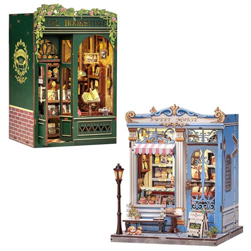 Décoration d'étagère Book Nook, maquette bois haut de gamme Owl Bookstore