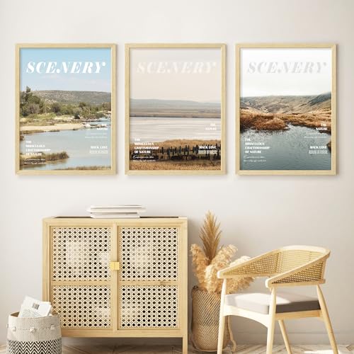 Image of 18x24 Picture Frame Set of 4, Natural Solid Wood Picture Frames, Display 18x24 Photos without Mat, Horizontal or Vertical Wall Mounting Poster Frame, Oak Wood Grain