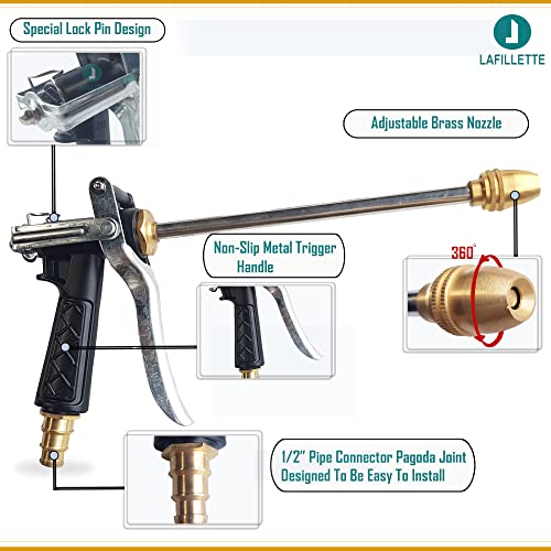 Image of LAFILLETTE Metal Copper Home High Pressure Car Wash Watering Flower Rinse Water Spray Gun Head Shower Garden Supplies Household Water Spray Gun