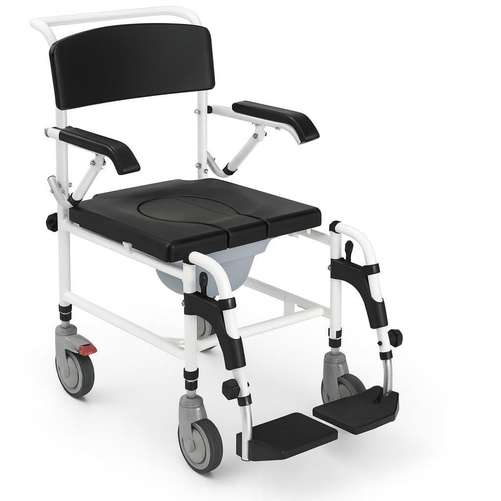 App Life Sedia Doccia Anziani con Ruote Carrozzina WC Disabili Sedia Bagno per Anziani Multifunzione Sedia a Rotelle Foro bagno