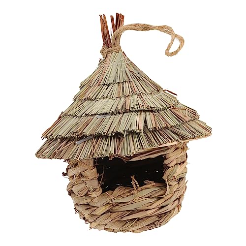 ifundom Delicate Crafted Parrot Nest Wear Resistant Bird House for Outdoor Decor Windproof Natural Hut for Budgerigar Parakeet and Other Birds