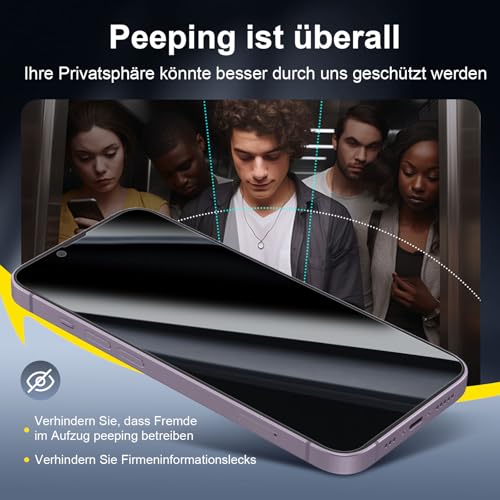 NEW'C für iPhone 14 für Panzerglas Sichtschutz + Kameraschutz – Ansicht 4