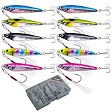 Goture 10 Stück Kunstköder Set, Angelköder Pilker Wobbler Fischlöffel Fischköder Forell für Salzwasser Süßwasserforellen Lachs, Forelle, Köder mit Drillingshaken 20g