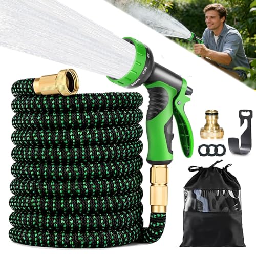 Tuyau d'arrosage, 15 m flexible avec buse de pulvérisation, Tuyau Jardin Retractable, Tuyau magique expansible flexible, Tuyau d'arrosage flexible, pour...