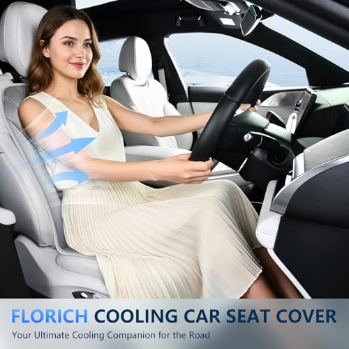 Image of FLORICH Cooling Car Seat Cushion Front Seat Ventilated Car Seat Cover 2-Hours Auto Off Cooling Mat for Car Seats with 3-Speed Adjustable Universal Fit for 12V /24V Car SUV Truck Van for Summer, Gray