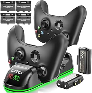 OIVO Xbox One Controller Charger, Fast Dual Charging Station Updated LED Strap, Remote Charger Dock - 2 Rechargeable Battery Packs Included