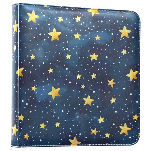 JIPONI Many Simple Stars Large Photo Album, DIY Leather Cover Scrapbook Albums for 4x6 5x7 6x8 Pictures, Self Adhesive Memory Book for Wedding, Baby, Family