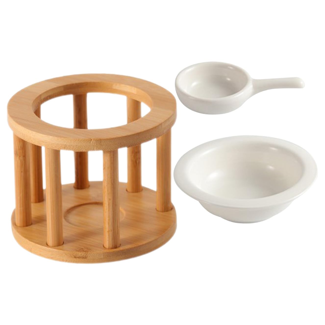 Brûleur huiles essentielles en bambou avec porte-bougie chauffe-plat