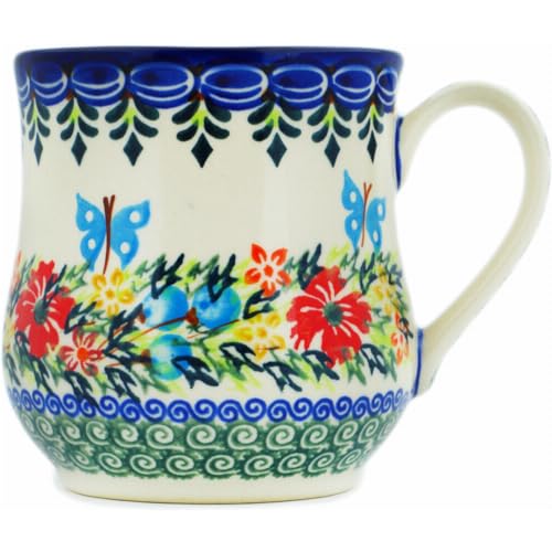 Taza de cerámica Polmedia Polish Pottery 13 oz con diseño Ring Of Flowers miniatura 1