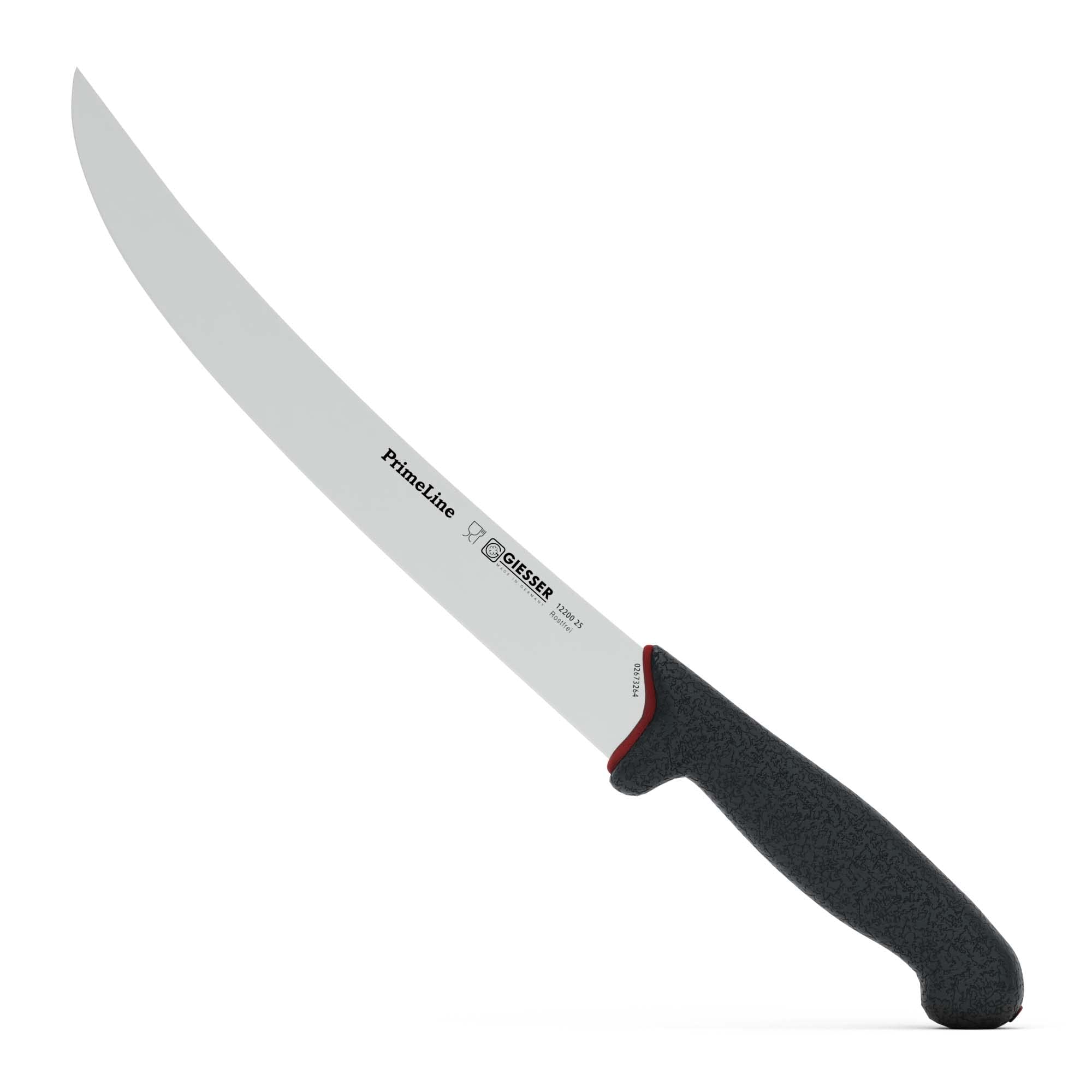 Giesser depuis 1776 - fabriqué en Allemagne - Couteau à fileter antidérapant PrimeLine, lame 25 cm, noir, couteau à fileter tranchant lavable en lave-vaisselle, inoxydable