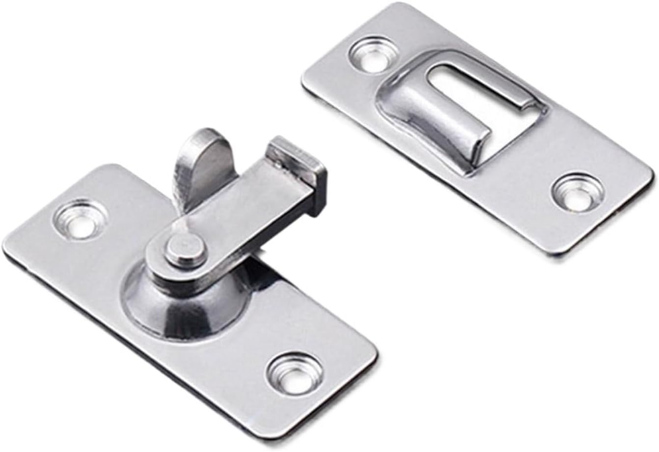 Barn Door Latch,Gate Swing Slide Lock, Right Angle Guard Bolt 90 Degree Steel Toggle Sliding Cabinet Closet,2PCS(Silver)