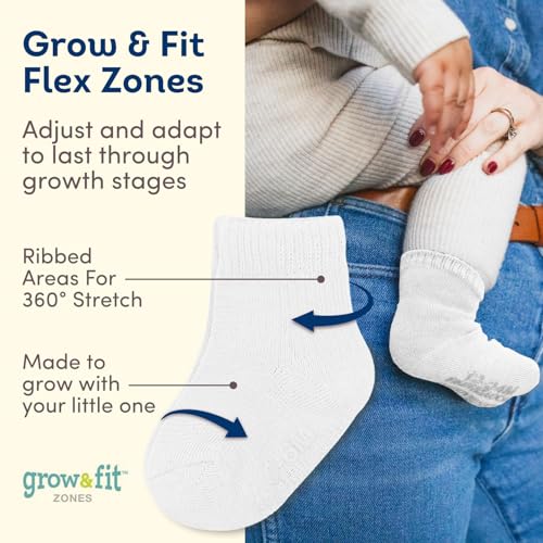 Image of Fruit of the Loom Baby 14-Pack Grow & Fit Flex Zones Cotton Stretch Socks - Unisex, Girls, Boys