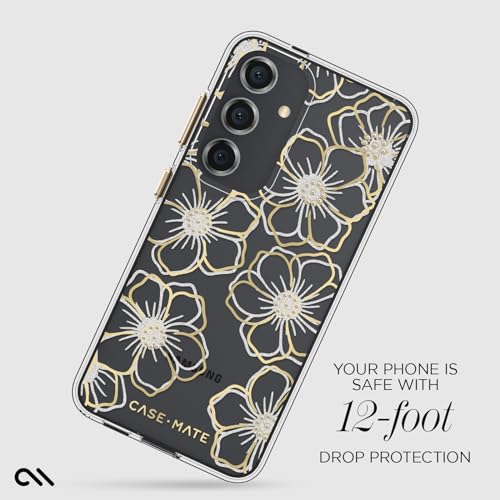 Case-Mate Samsung Galaxy S24 Case [6.2"] [12ft Drop Protection] [Wireless Charging] Floral Gems Phone Case for Samsung Galaxy S24 - Cute Bling Sparkle Cover w/Anti-Scratch Tech, Shockproof, Slim Fit - image 3