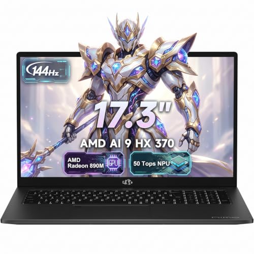 Image of NIMO 17.3 inch Gaming Laptop, Copilot+ AI Computer, AMD Ryzen AI 9 HX 370, 64GB DDR5 RAM, 2TB SSD, Radeon 890M, 144Hz FHD Display, 100W Fast Charge, Fingerprint, Windows 11, WiFi 6E, 2x Full-Function USB4