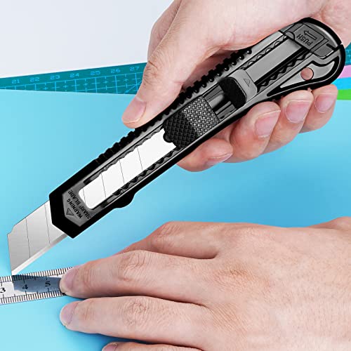 Image of DIYSELF 30 Pack Box Cutter Retractable, Box Cutters with 18mm Wide Utility Blades, Sharp Utility Knife Retractable, Box Cutter Knife for Office, Home, Arts Crafts, Hobby, Cardboard, Paper