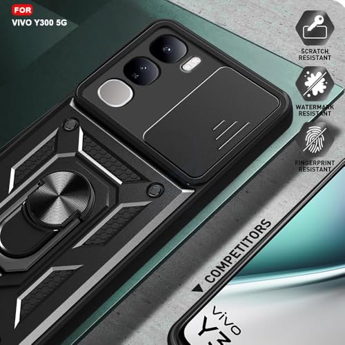 Image of AIBEX Back Cover for Vivo Y300 5G | D10 Tough Armor Case | Sliding Camera Shield | 360 Protection | Kickstand Ring Holder | Military-Grade Shockproof Bumper Case
