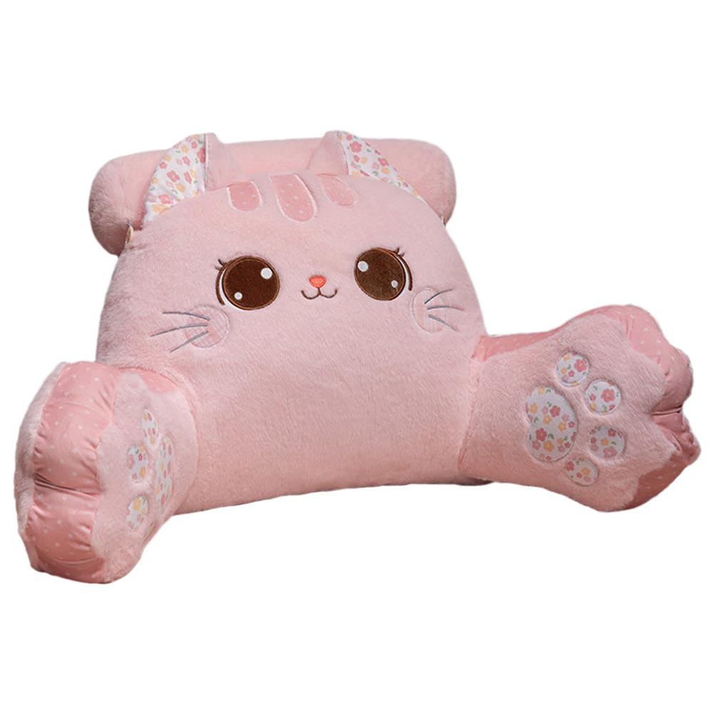 Gujuja Reading Pillow Back Pillow for Sitting Up in Bed Cat Design Bed Pillow with Arms, Back Support Pillow with Washable Cover Home Decor