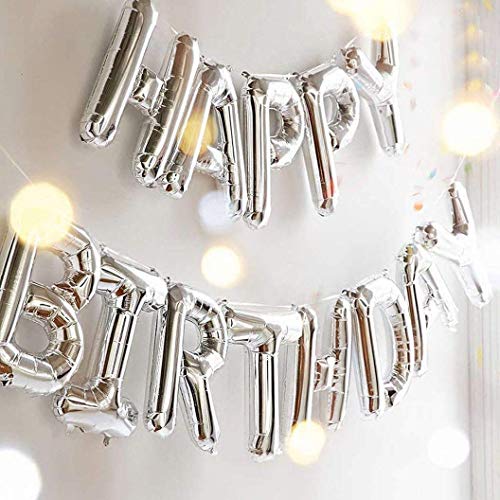 Image of Party Propz Silver Happy Birthday Decoration Kit -2Pcs HBD Foil Balloon With Led Light | Birthday Decorations Items | 40th birthday decorations for men | 60th birthday decoration items (Foil)