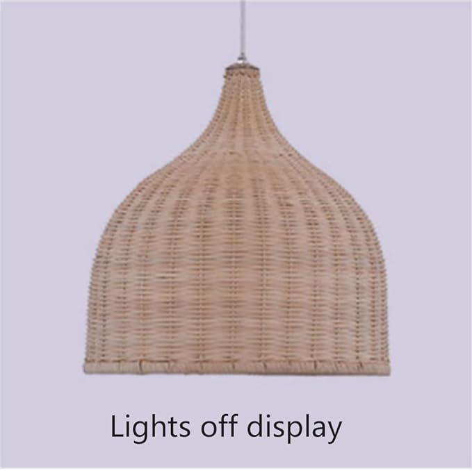 GERAGUR Bamboe Weven Plafond Hanglamp, Gebogen Bamboe Semi-flush Lichtpunt 1 Lamp Beige Plafond Hanglamp, Inbouwlamp Hanglamp voor Keuken Woonkamer Slaapkamer: photo 3