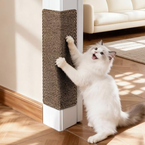 Wall Cat Scratcher for Indoor Cats 19.6x7.8Corner Cat Scratcher Cat Scratch Pad Furniture Protector for Door & Wall Couch Durable Cat Scratching Board Easy Mount(Deep Brown 19.6x7.8)